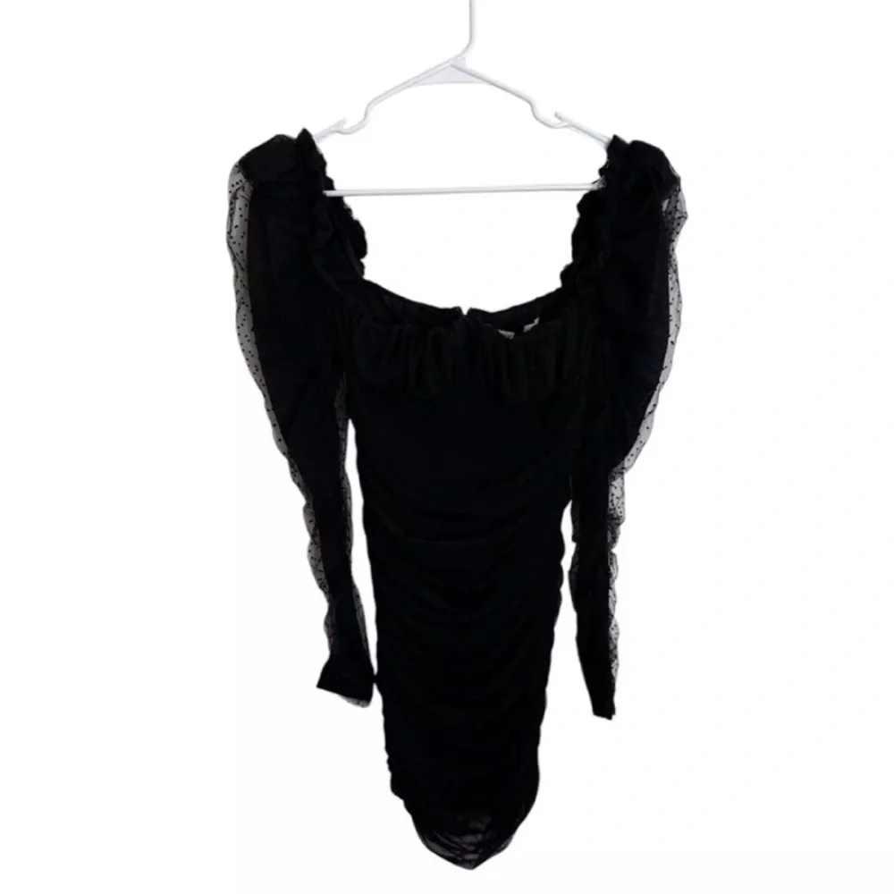House of CB Elegant Black Long Sleeve Mini Dress Size S - Picture 5 of 12